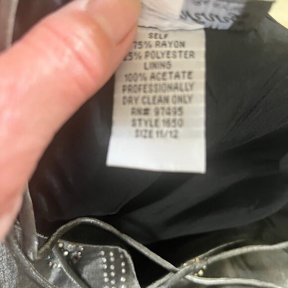 VTG Dave & Johnny Laura Ryner Dress Maxi Fairy Y2K Silver Rhinestone Formal 12 - Picture 9 of 9